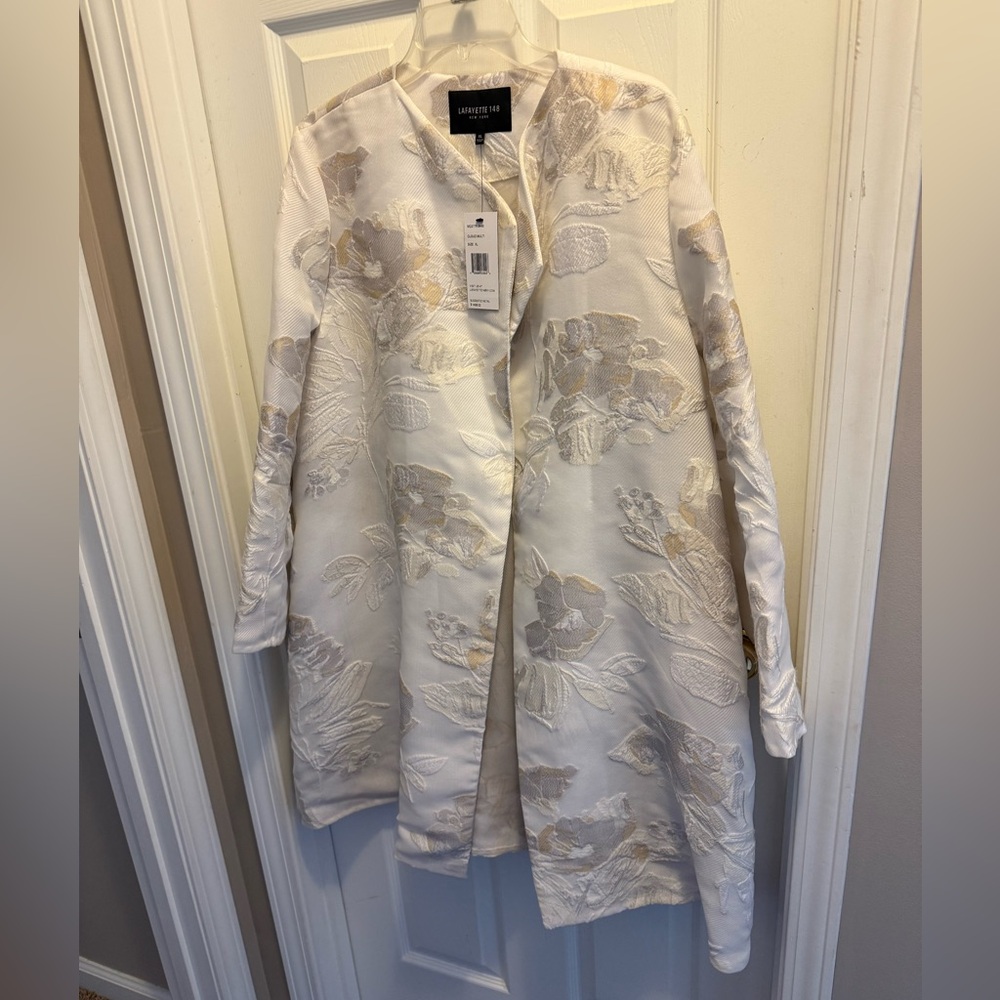 Lafayette 148 Jacquard Topper Coat, XL, Cloud Multi, NWT - Picture 8 of 9